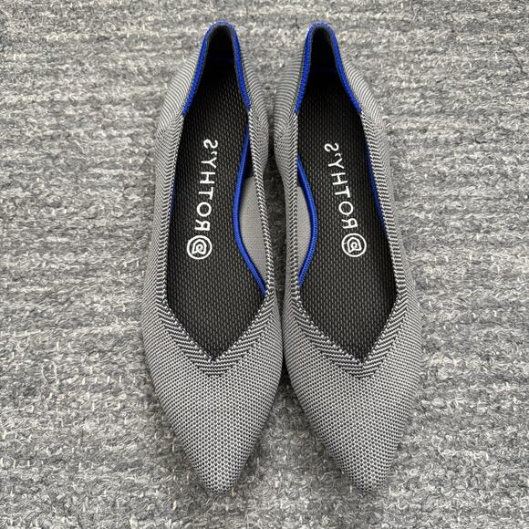 Rothys Ballet Flat Shoes Women 8.5 Gray Pointed Toe Slip On Career Washable - Picture 7 of 13